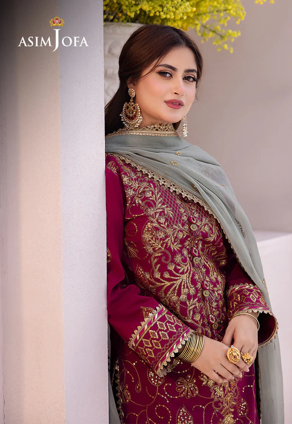 Asim Jofa | Dhanak Rang | EMBROIDERED BOSKI SILK 3 PCS | AJCF-12 - House of Ayeza