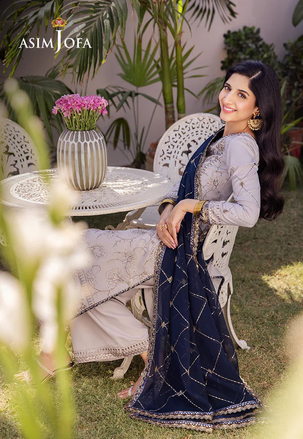 Asim Jofa | Dhanak Rang | EMBROIDERED BOSKI SILK 3 PCS | AJCF-13 - House of Ayeza