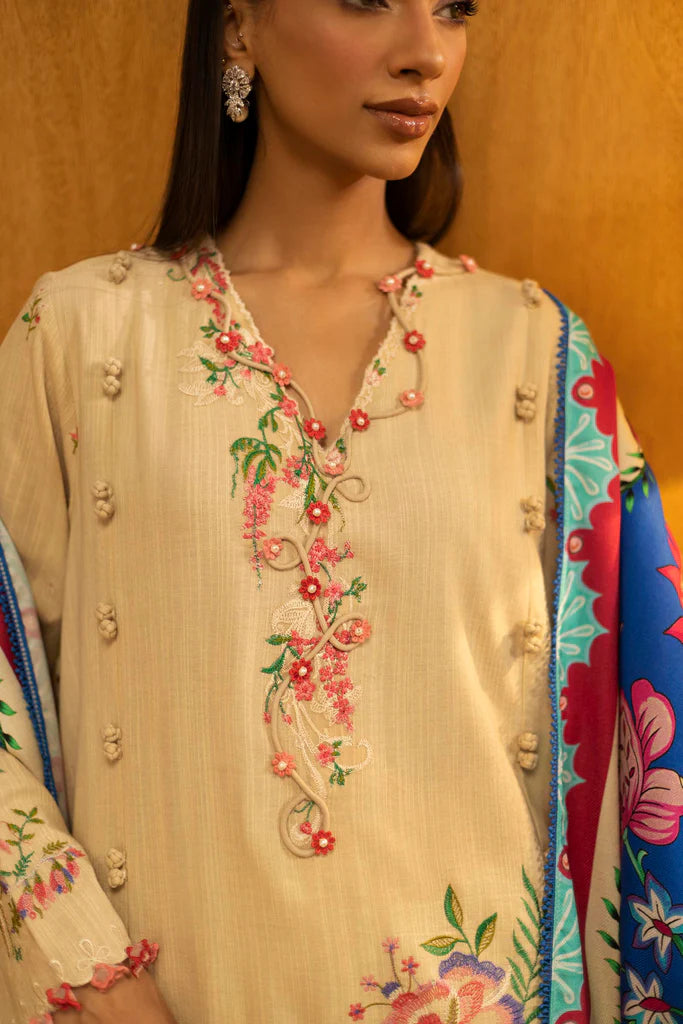 Sana Safinaz | Muzlin Winter '25 | Slub Muzlin 3 Piece Suit | M253-001A-3CP - House of Ayeza