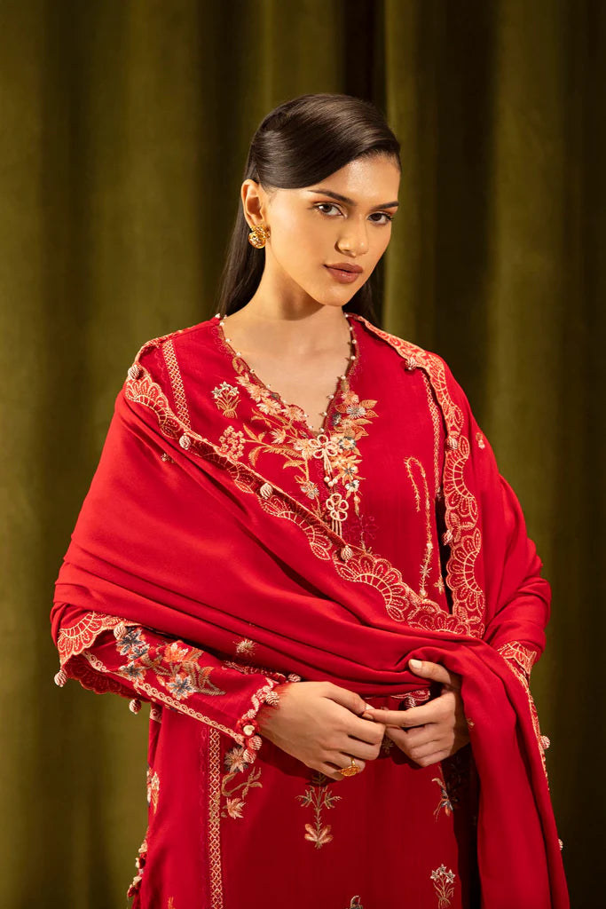 Sana Safinaz | Muzlin Winter '25 | Slub Muzlin 3 Piece Suit | M253-002A-3CP - House of Ayeza