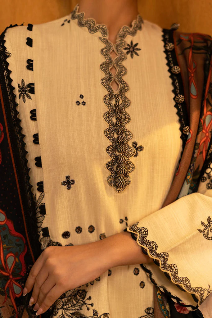 Sana Safinaz | Muzlin Winter '25 | Slub Muzlin 3 Piece Suit | M253-005B-3AP - House of Ayeza