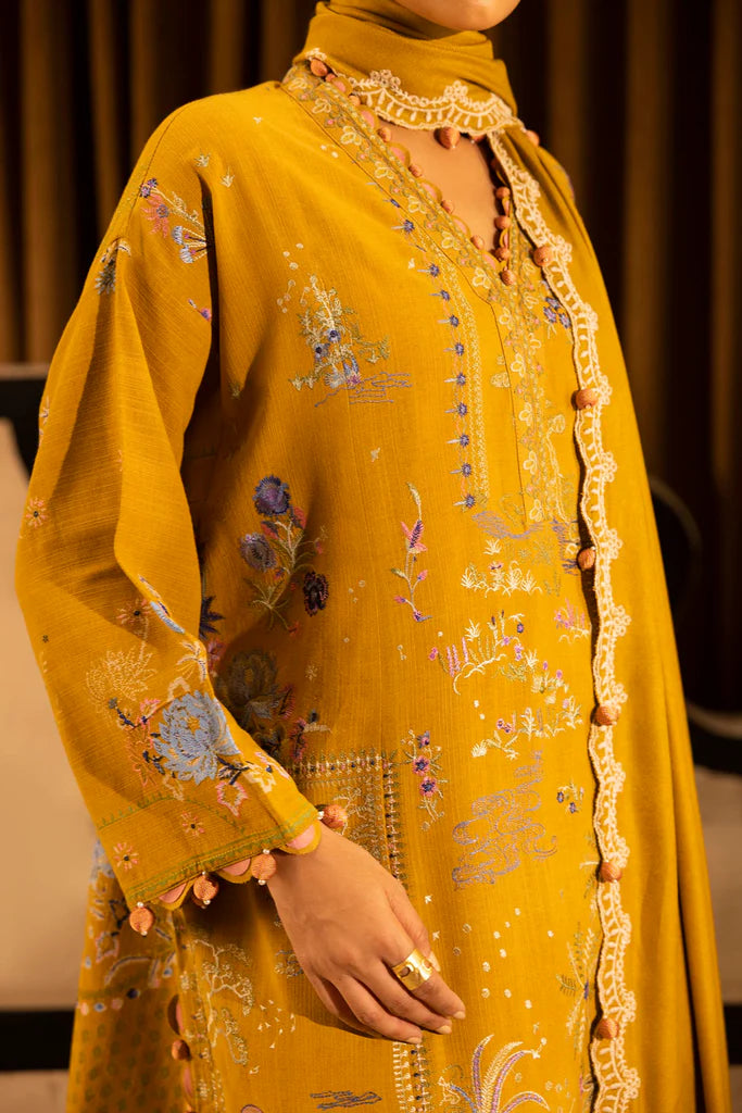 Sana Safinaz | Muzlin Winter '25 | Slub Muzlin 3 Piece Suit | M253-007B-3CP - House of Ayeza