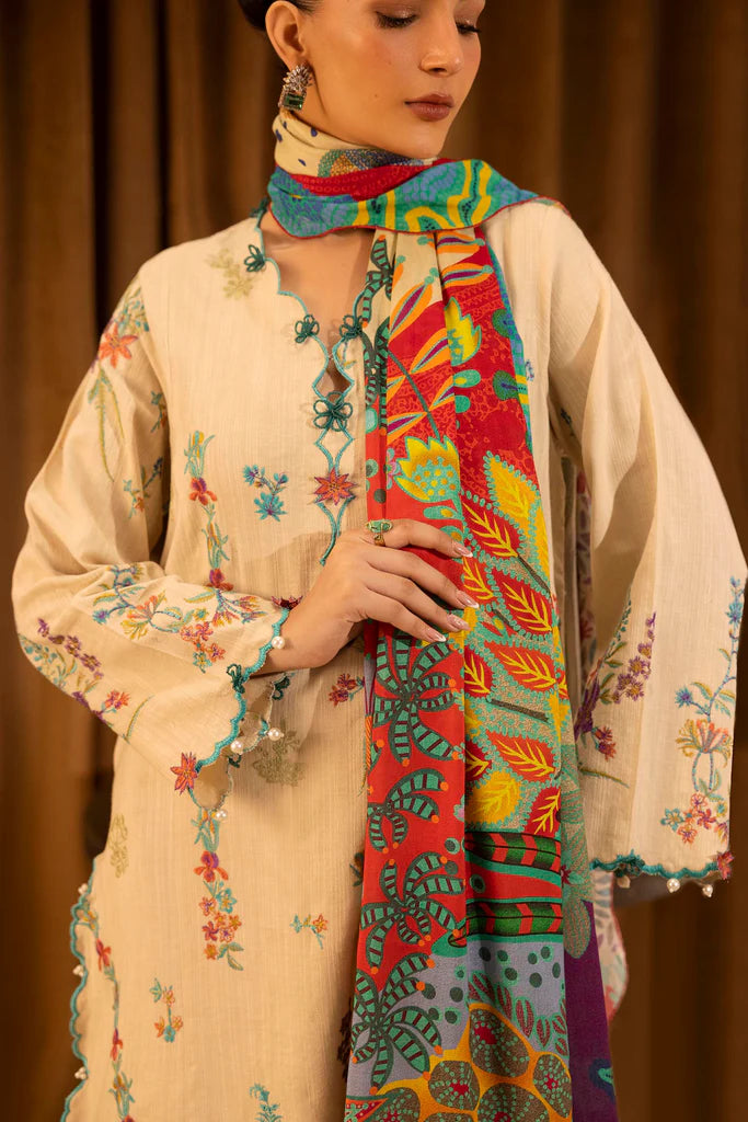 Sana Safinaz | Muzlin Winter '25 | Slub Muzlin 3 Piece Suit | M253-008B-3C - House of Ayeza