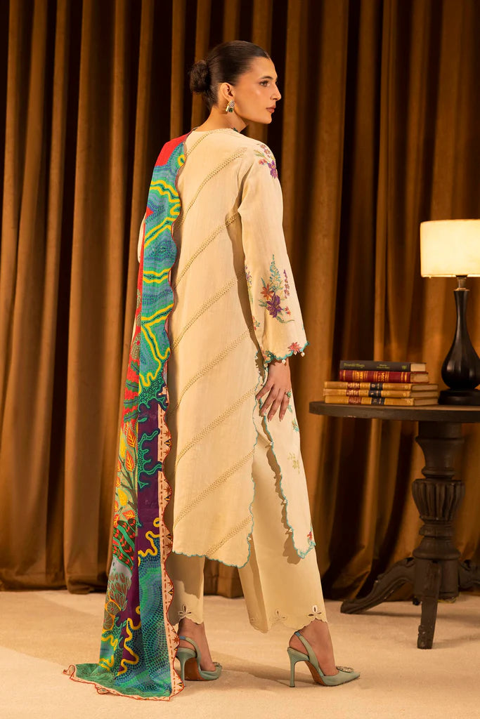 Sana Safinaz | Muzlin Winter '25 | Slub Muzlin 3 Piece Suit | M253-008B-3C - House of Ayeza