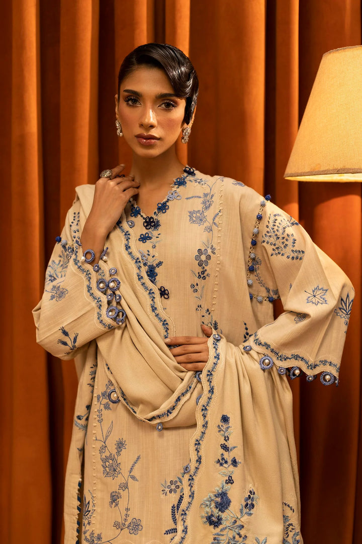 Sana Safinaz | Muzlin Winter '25 | Slub Muzlin 3 Piece Suit | M253-011A-3CP - House of Ayeza