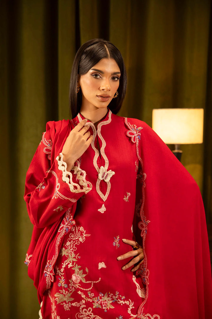 Sana Safinaz | Muzlin Winter '25 | Slub Muzlin 3 Piece Suit | M253-012B-3CP - House of Ayeza