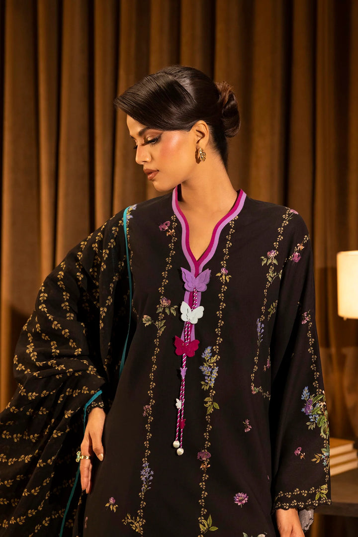 Sana Safinaz | Muzlin Winter '25 | Slub Muzlin 3 Piece Suit | M253-013B-3CQ - House of Ayeza