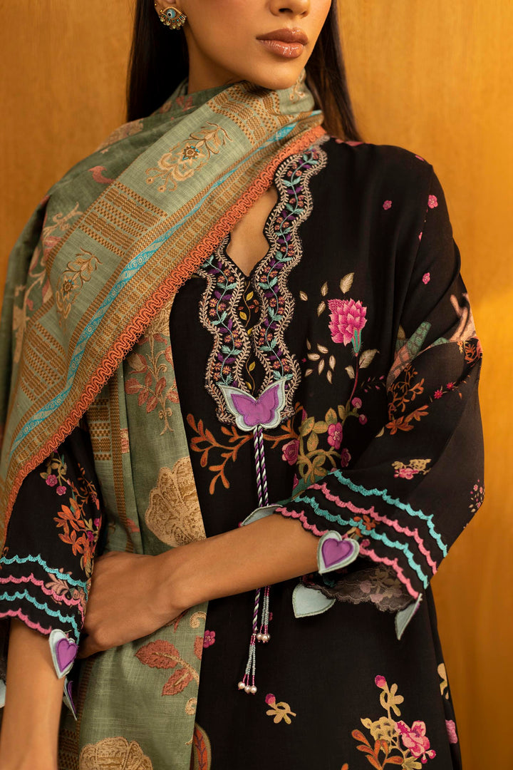 Sana Safinaz | Muzlin Winter '25 | Slub Muzlin 3 Piece Suit | M253-014B-3CQ - House of Ayeza