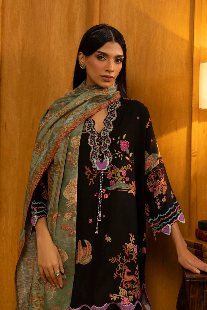 Sana Safinaz | Muzlin Winter '25 | Slub Muzlin 3 Piece Suit | M253-014B-3CQ - House of Ayeza