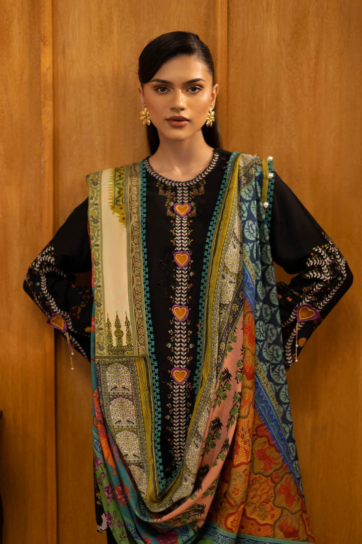 Sana Safinaz | Muzlin Winter '25 | Slub Muzlin 3 Piece Suit | M253-015B-3CZ - House of Ayeza