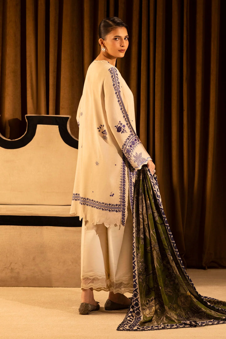 Sana Safinaz | Muzlin Winter '25 | Slub Muzlin 3 Piece Suit | M253-020B-3CR - House of Ayeza