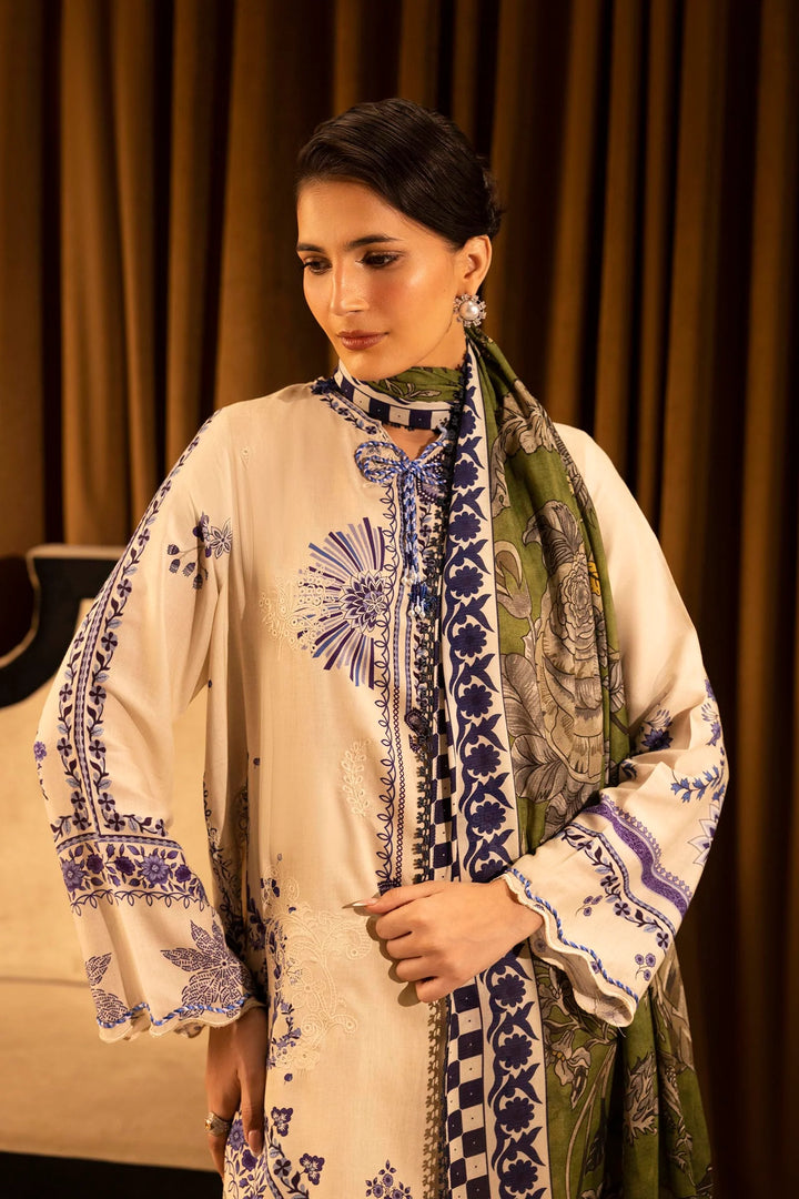 Sana Safinaz | Muzlin Winter '25 | Slub Muzlin 3 Piece Suit | M253-020B-3CR - House of Ayeza