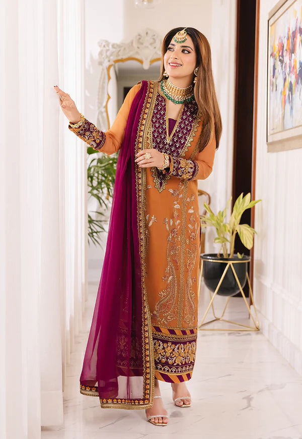 Asim Jofa | AJSM-38 EMBROIDERED CHIFFON 3 PCS