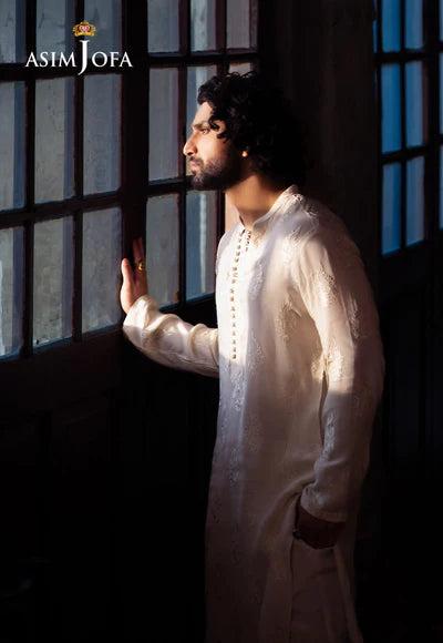 Asim Jofa | Menswear New In | AJMS-24 EMBROIDERED RAW SILK 3 PCS - House of Ayeza