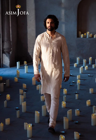 Asim Jofa | Menswear New In | AJMS-24 EMBROIDERED RAW SILK 3 PCS - House of Ayeza
