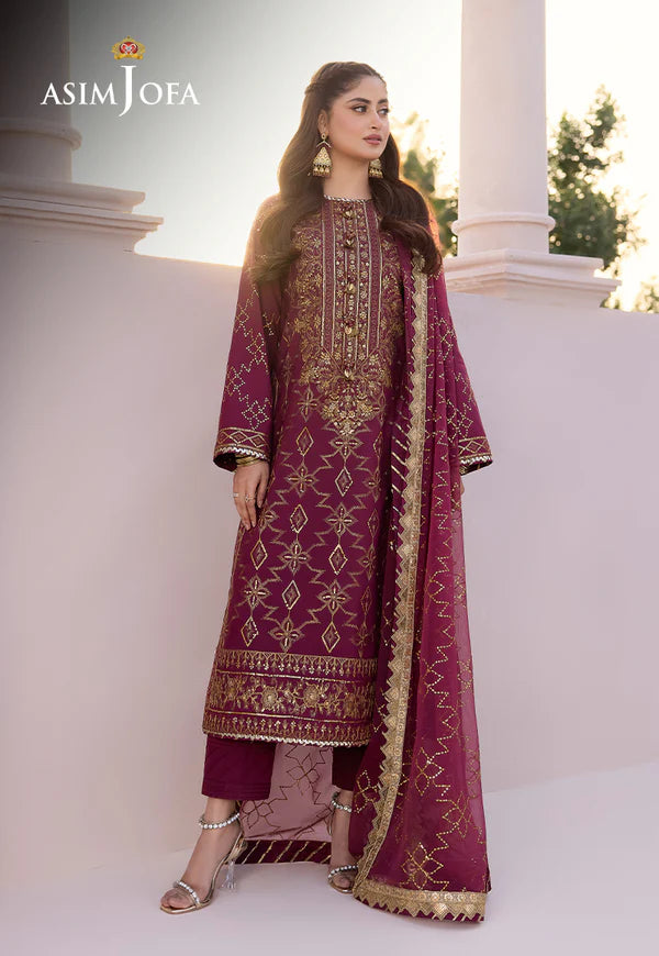 Asim Jofa | Dhanak Rang | EMBROIDERED BOSKI SILK 3 PCS | AJCF-05 - House of Ayeza