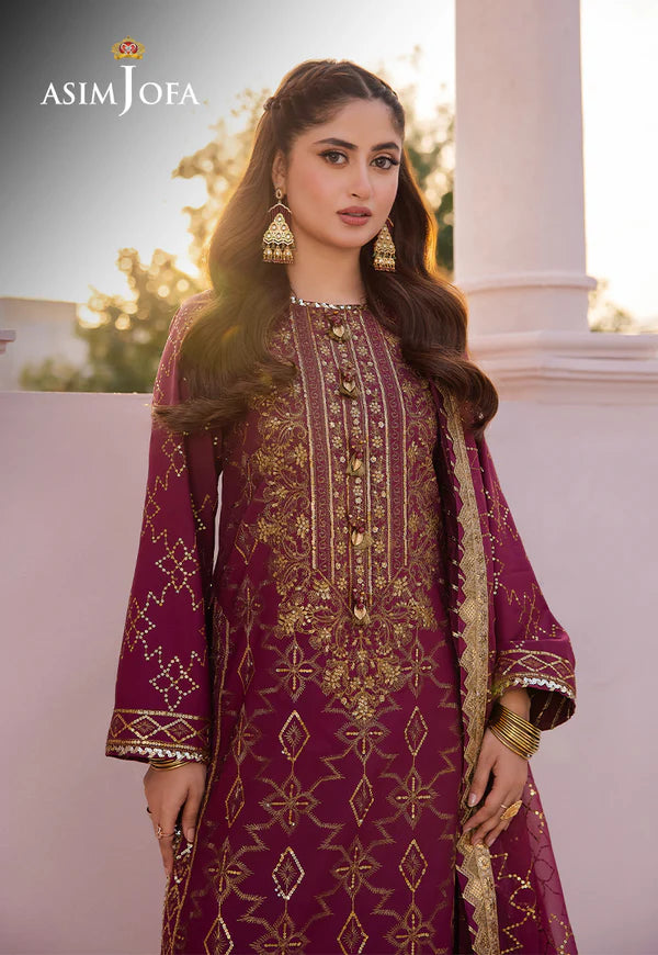 Asim Jofa | Dhanak Rang | EMBROIDERED BOSKI SILK 3 PCS | AJCF-05 - House of Ayeza