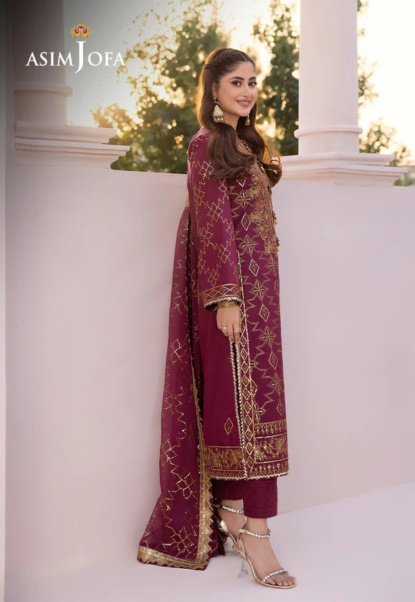 Asim Jofa | Dhanak Rang | EMBROIDERED BOSKI SILK 3 PCS | AJCF-05 - House of Ayeza