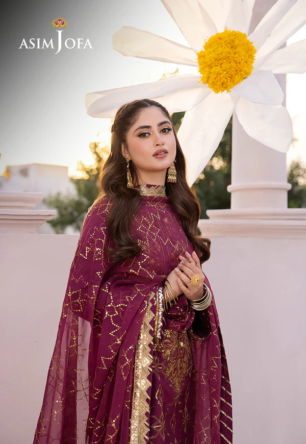 Asim Jofa | Dhanak Rang | EMBROIDERED BOSKI SILK 3 PCS | AJCF-05 - House of Ayeza