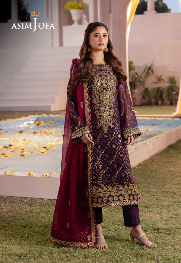 Asim Jofa | Dhanak Rang | EMBROIDERED CHIFFON 3 PCS | AJCF-02 - House of Ayeza