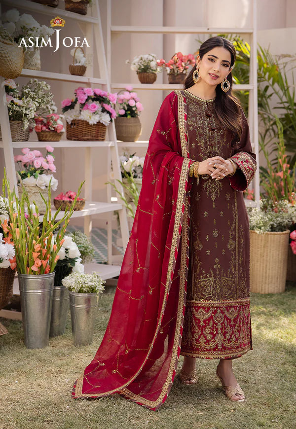 Asim Jofa | Dhanak Rang | EMBROIDERED BOSKI SILK 3 PCS | AJCF-27