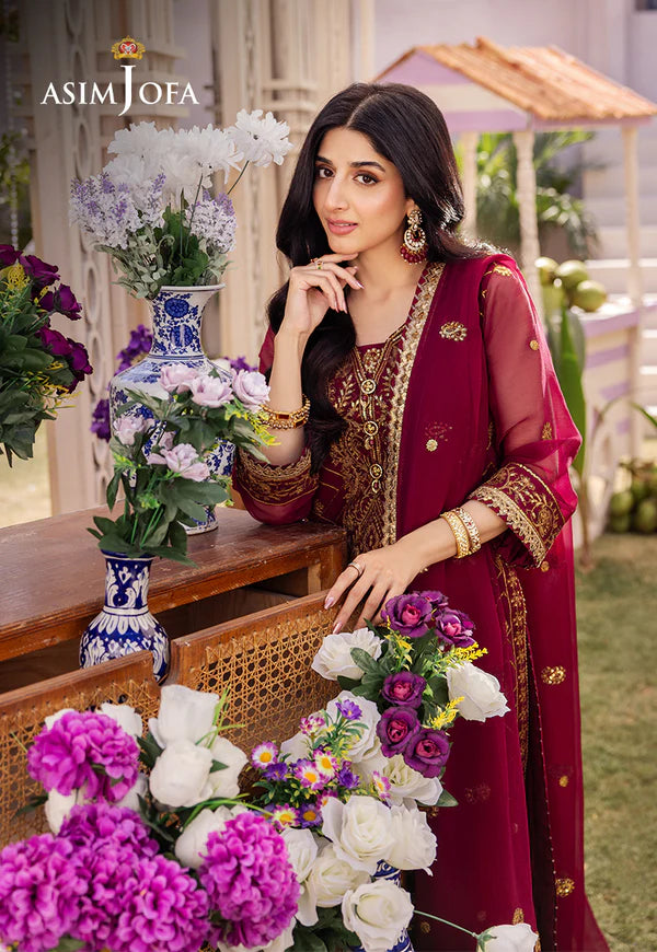 Asim Jofa | Dhanak Rang | EMBROIDERED CHIFFON 3 PCS | AJCF-01 - House of Ayeza