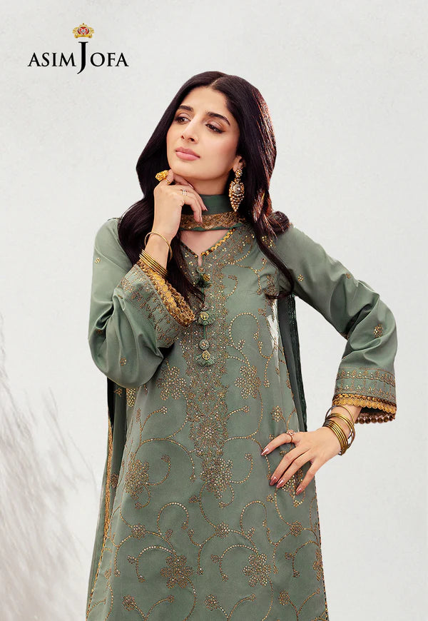 Asim Jofa | Festive Edit | AJCF-15 EMBROIDERED JUMBO SILK 3 PCS - House of Ayeza