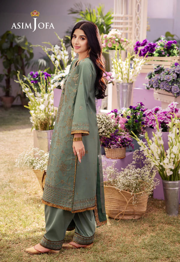 Asim Jofa | Dhanak Rang | EMBROIDERED JUMBO SILK 3 PCS | AJCF-15 - House of Ayeza