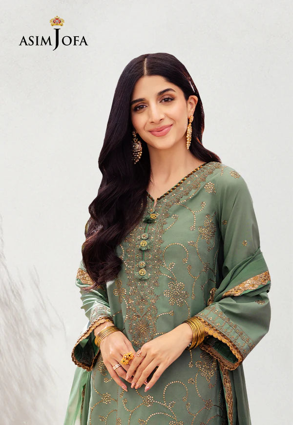 Asim Jofa | Festive Edit | AJCF-15 EMBROIDERED JUMBO SILK 3 PCS - House of Ayeza