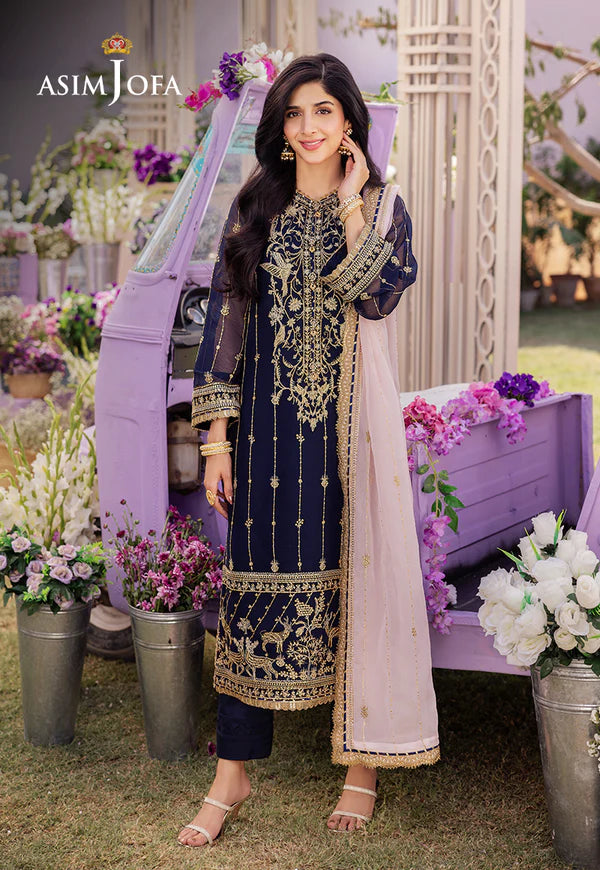 Asim Jofa | Dhanak Rang | EMBROIDERED CHIFFON 3 PCS | AJCF-09 - House of Ayeza