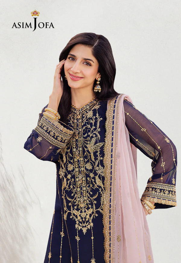 Asim Jofa | Festive Edit | AJCF-09 EMBROIDERED CHIFFON 3 PCS - House of Ayeza