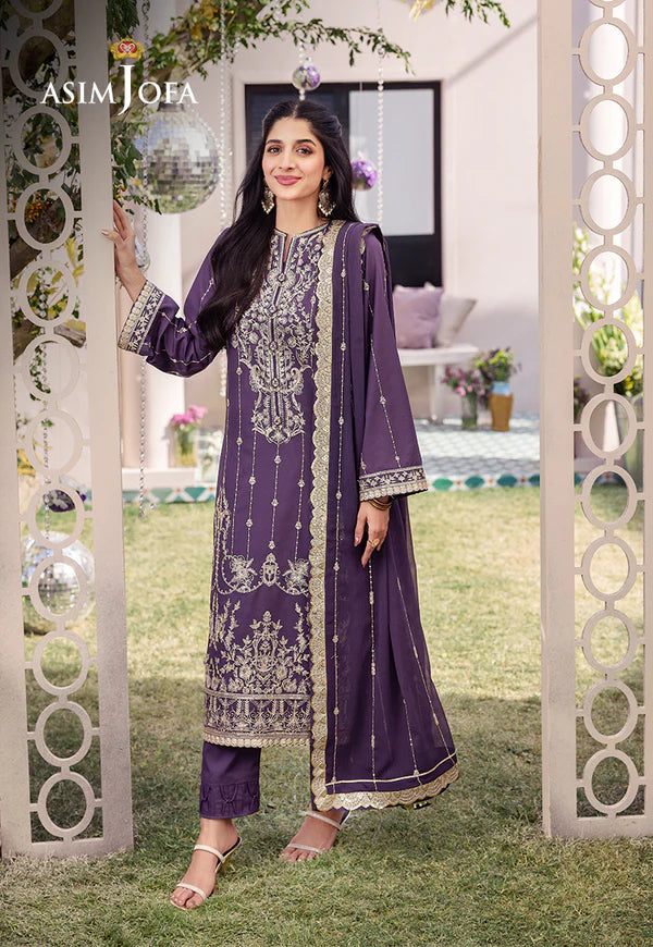 Asim Jofa | Dhanak Rang | EMBROIDERED JUMBO SILK 3 PCS | AJCF-29 - House of Ayeza