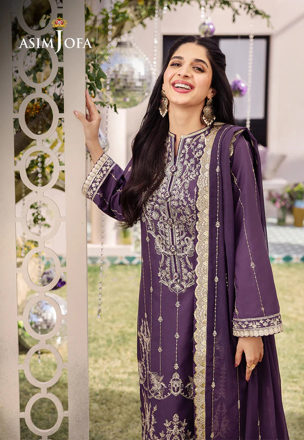 Asim Jofa | Dhanak Rang | EMBROIDERED JUMBO SILK 3 PCS | AJCF-29 - House of Ayeza