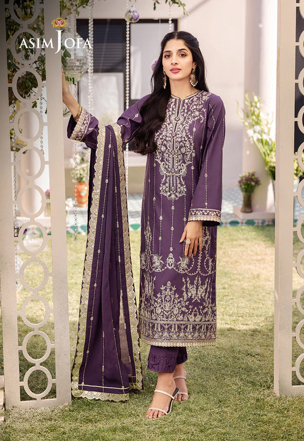 Asim Jofa | Dhanak Rang | EMBROIDERED JUMBO SILK 3 PCS | AJCF-29 - House of Ayeza