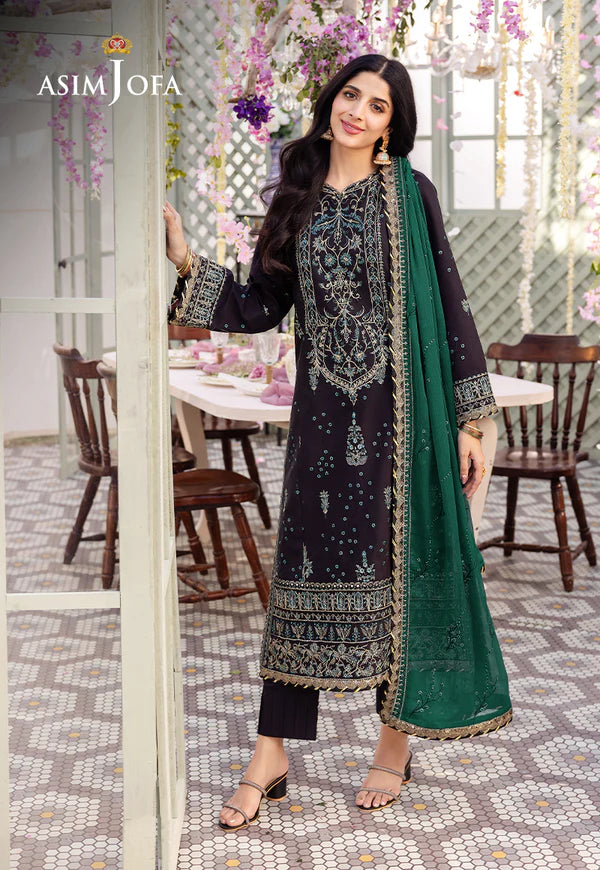 Asim Jofa | Dhanak Rang | EMBROIDERED BOSKI SILK 3 PCS | AJCF-21 - House of Ayeza