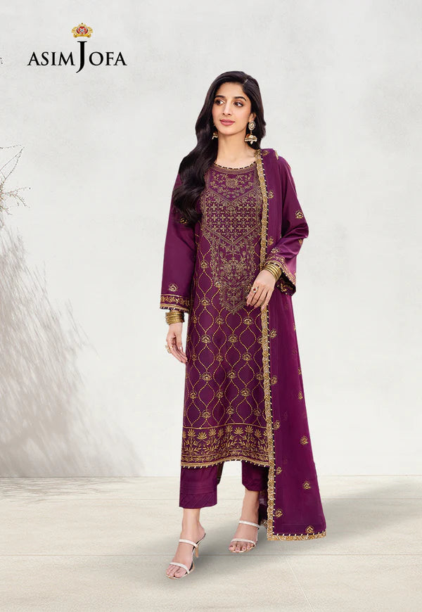 Asim Jofa | Festive Edit | AJCF-07 EMBROIDERED JUMBO SILK 3 PCS - House of Ayeza