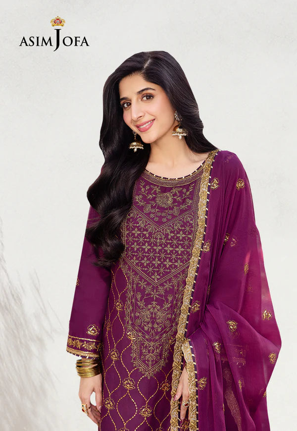 Asim Jofa | Festive Edit | AJCF-07 EMBROIDERED JUMBO SILK 3 PCS - House of Ayeza