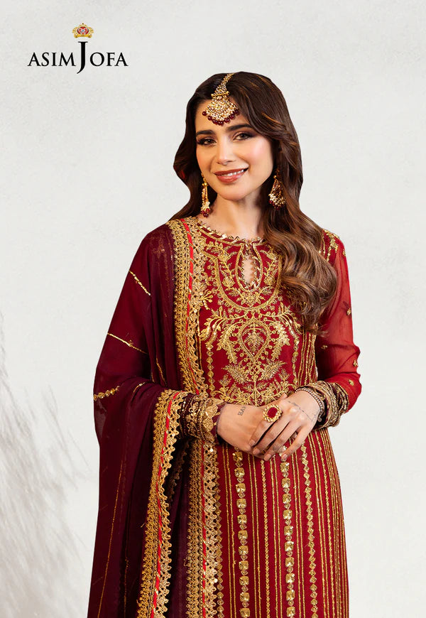 Asim Jofa | Festive Edit | AJCD-28 EMBROIDERED CHIFFON 3 PCS - House of Ayeza