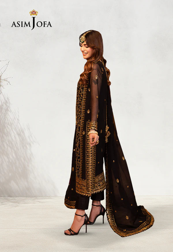 Asim Jofa | Festive Edit | AJCD-19 EMBROIDERED CHIFFON 3 PCS - House of Ayeza