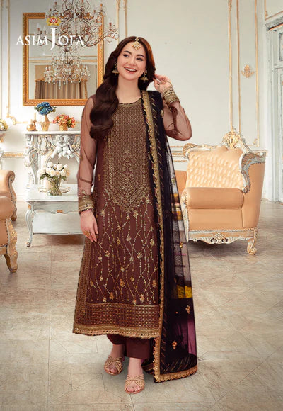 Asim Jofa | Festive Luxe | AJMJ-24 EMBROIDERED NET 3 PCS - House of Ayeza