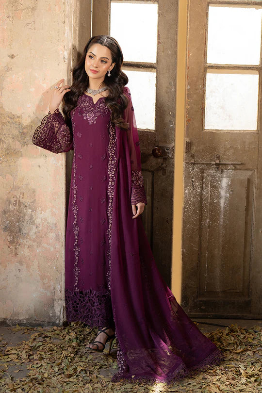 Azure | Ensembles | Embroidered 3pcs | Merlot Grace