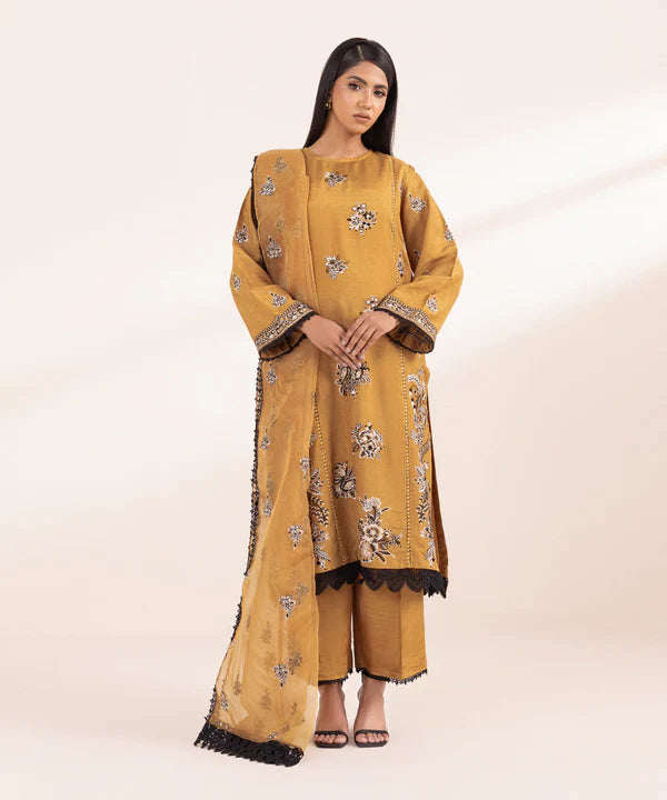 Sapphire | 3 Piece - Embroidered Raw Silk Suit