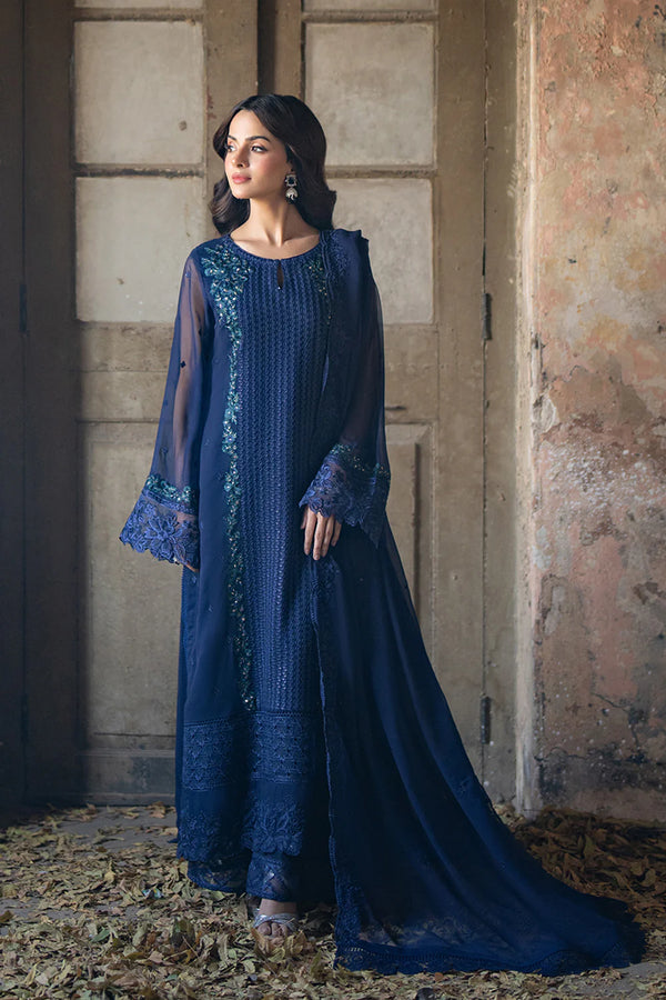 Azure | Ensembles | Embroidered 3pcs | Serene Sapphire