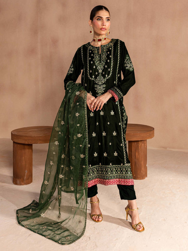 Limelight | Velvet | 3 Piece Velvet Suit-Embroidered | U3628SU-3PC-227