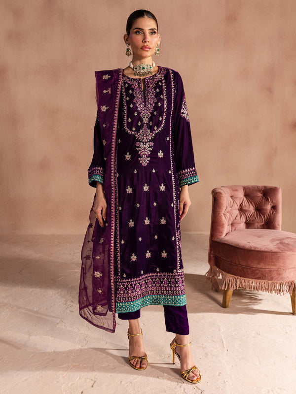 Limelight | Velvet | 3 Piece Velvet Suit-Embroidered | U3628SU-3PC-610