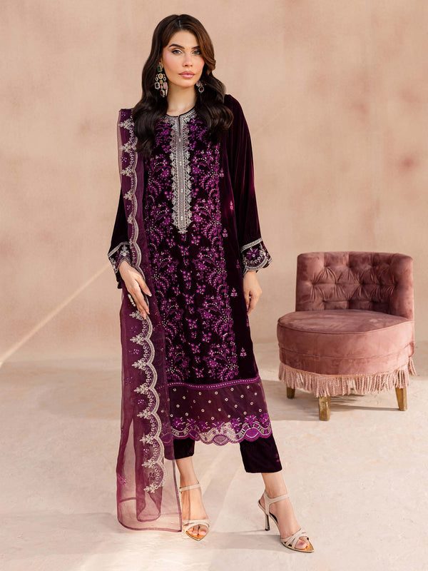 Limelight | Velvet | 3 Piece Velvet Suit-Embroidered | U3629SU-3PC-597