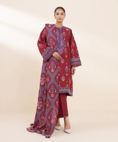 Sapphire | Winter 24 | 3 Piece - Embroidered Jacquard Suit - House of Ayeza