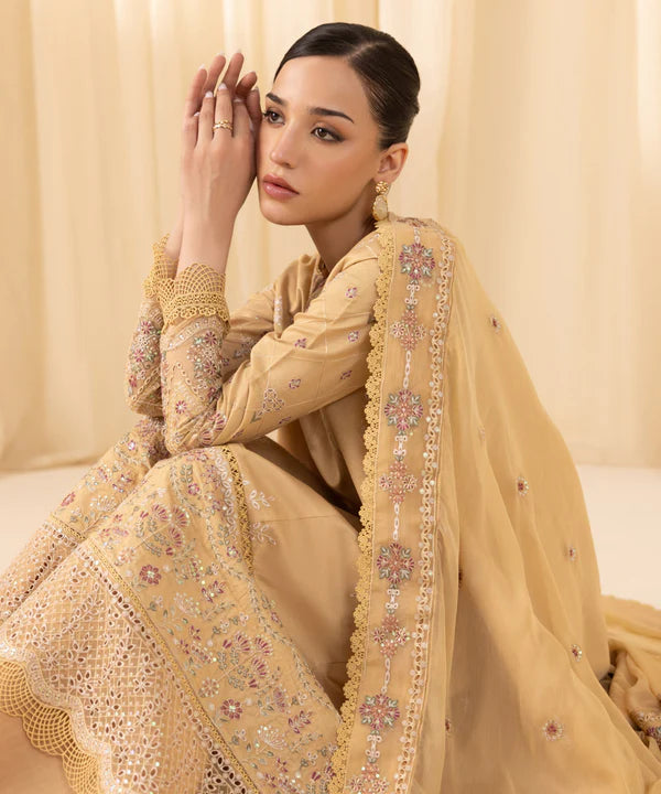 Sapphire | 3 Piece - Embroidered Cotton Net Suit - House of Ayeza