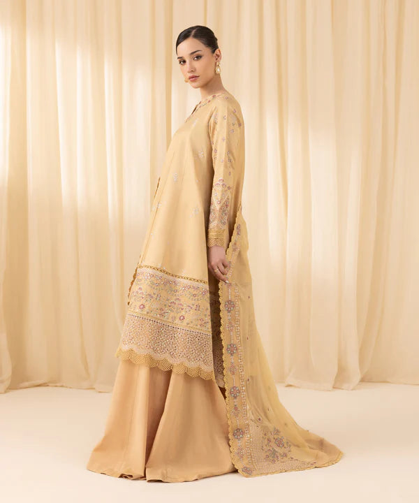 Sapphire | 3 Piece - Embroidered Cotton Net Suit - House of Ayeza