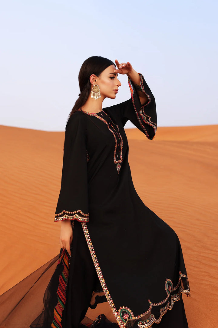 Charizma | Mi-Amor Ready to Wear | 3-PC Embroidered Raw-Silk Suit CMA-5-109 - House of Ayeza